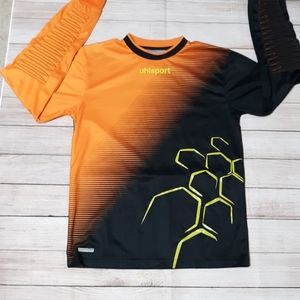 UHLSPORT orange/black soccer jersey Size Small